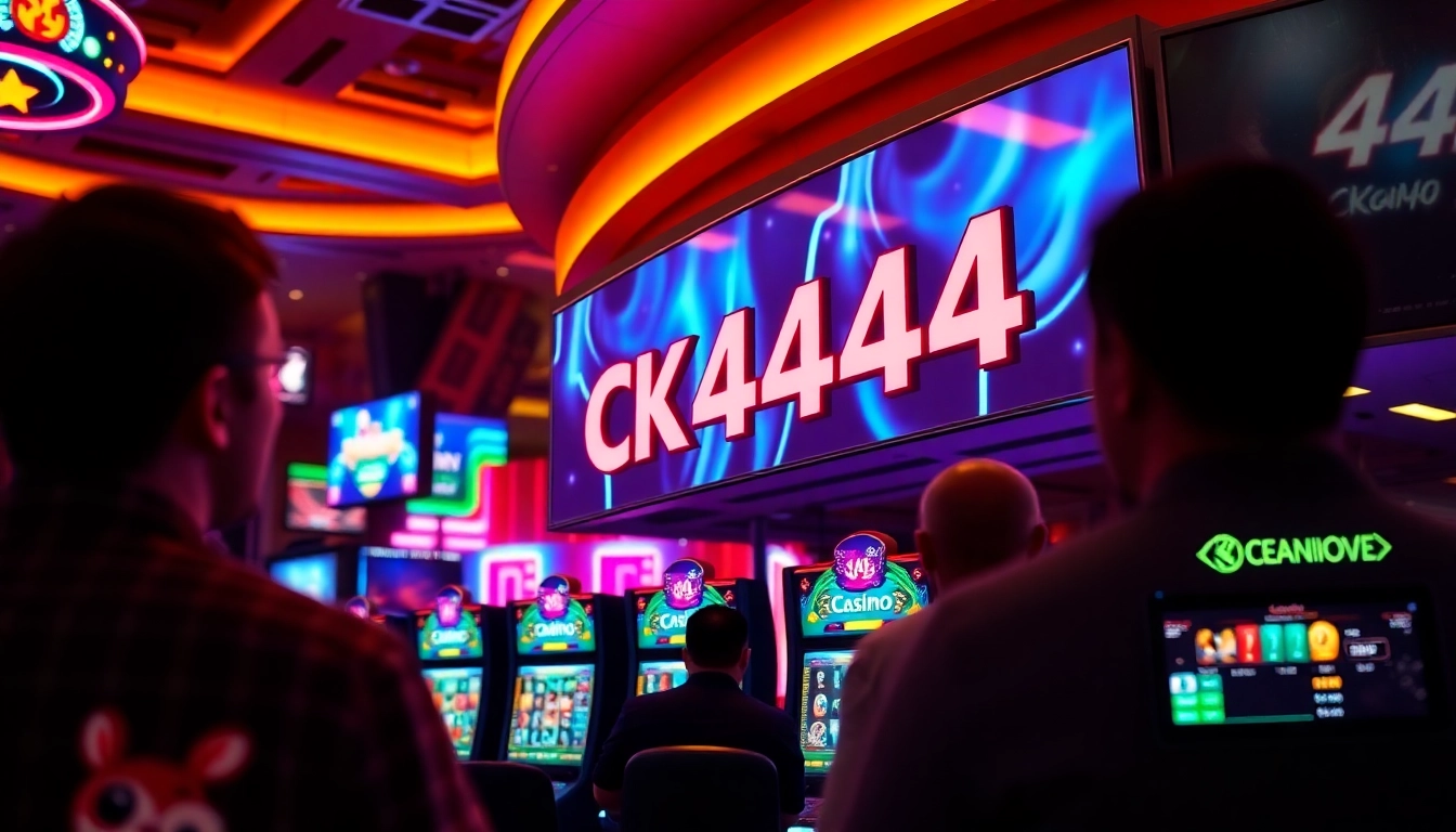 Engaging scene of players placing ck4444 bet on digital casino games with vibrant visuals and lively casino ambiance, showcasing online betting activity.