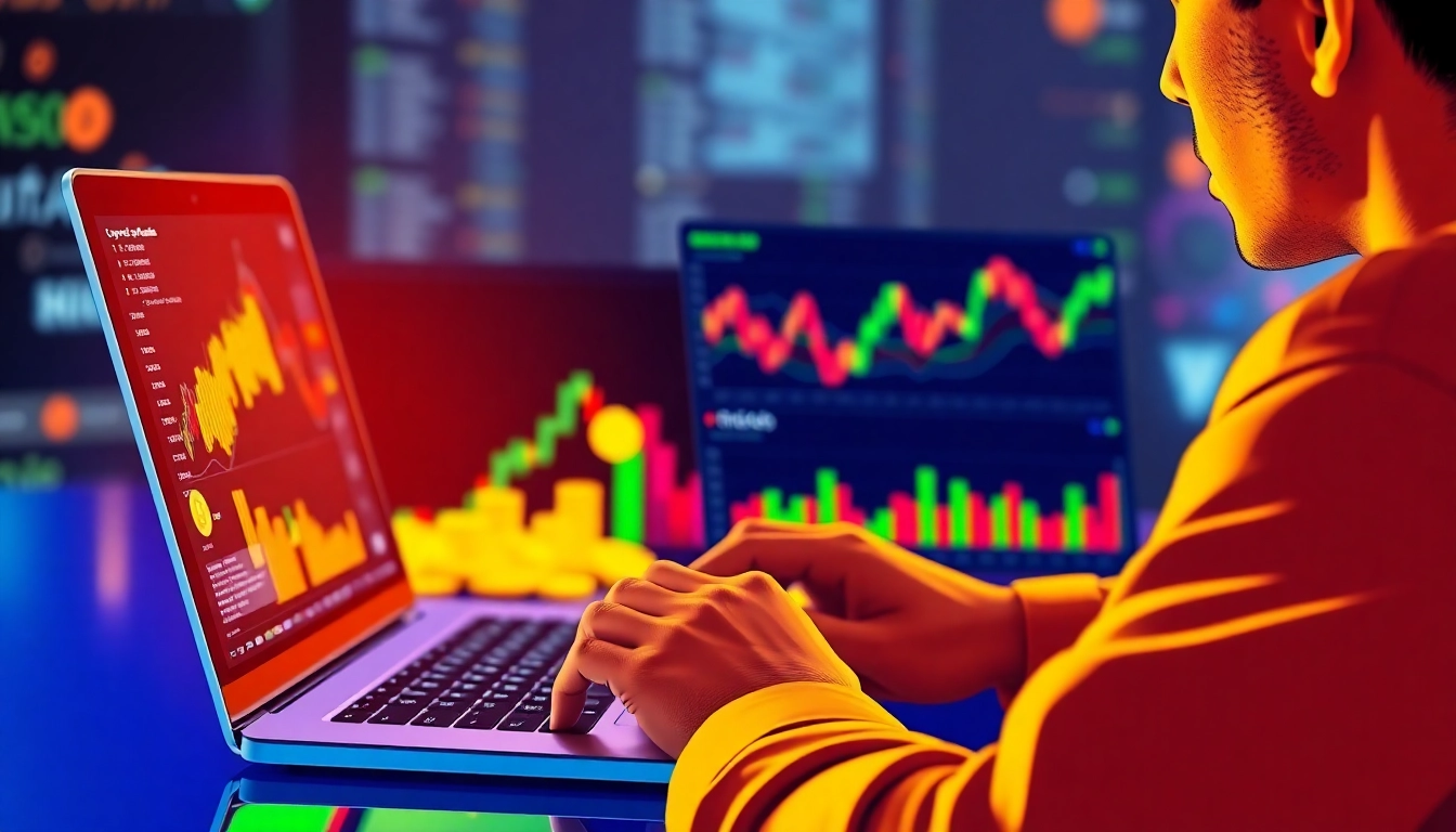 A professional analyzing Cryptocurrency Investment Guide charts on laptop for strategic insights